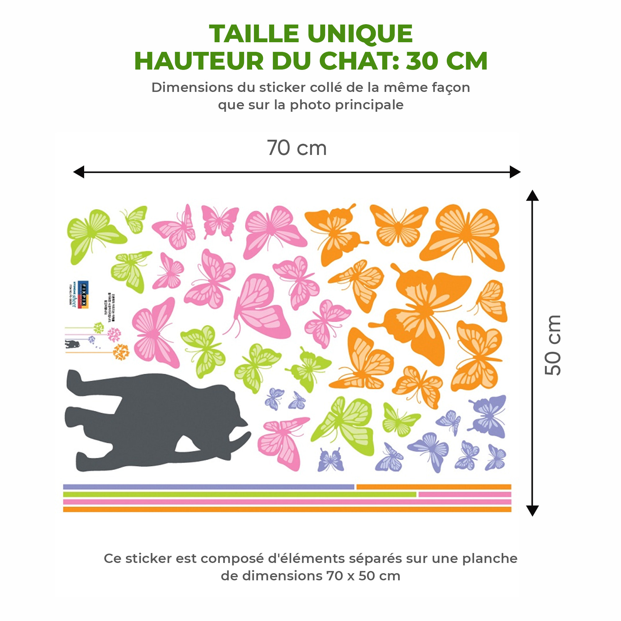Stickers Muraux décoration adhésifs Chat et papillons