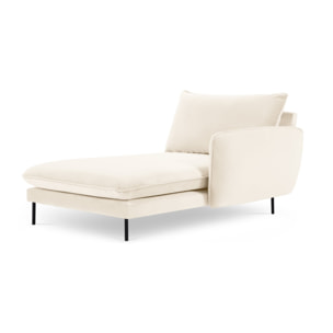 Méridienne droite "Vienna" en velours beige clair