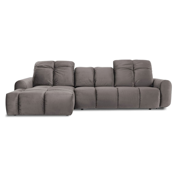 Canapé d'Angle Gauche Velours Anacapri, 3 Places, Repose-têtes Ajustables, Style Contemporain