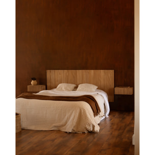 Pack de 2 tables de chevet flottantes en bois massif ton chêne foncé de 40cm Hauteur: 15 Longueur: 40 Largeur: 25.5