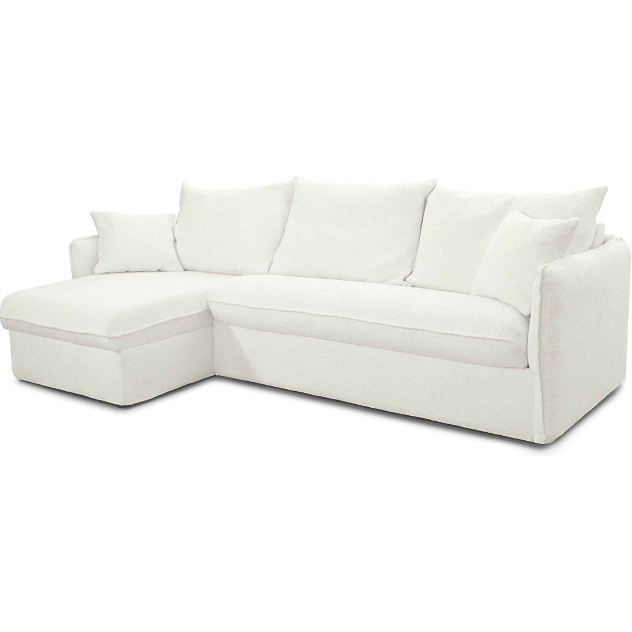 Canapé d'angle convertible express déhoussable 5 places en tissu bouclette - GINA