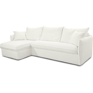 Canapé d'angle convertible express déhoussable 5 places en tissu bouclette - GINA