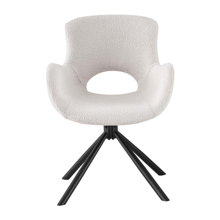 Amorim - Chaise de bureau en tissu bouclette et métal - Couleur - Blanc
