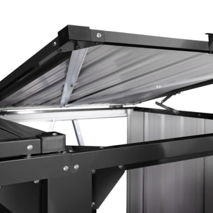 Cache poubelles triple en métal gris anthracite