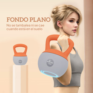 Pesa Rusa 12 kg, Soft Kettlebell Relleno de Arena Metálica y Mango Antideslizante, para Entrenamiento Culturismo en Casa, Gimnasio, Naranja y Gris