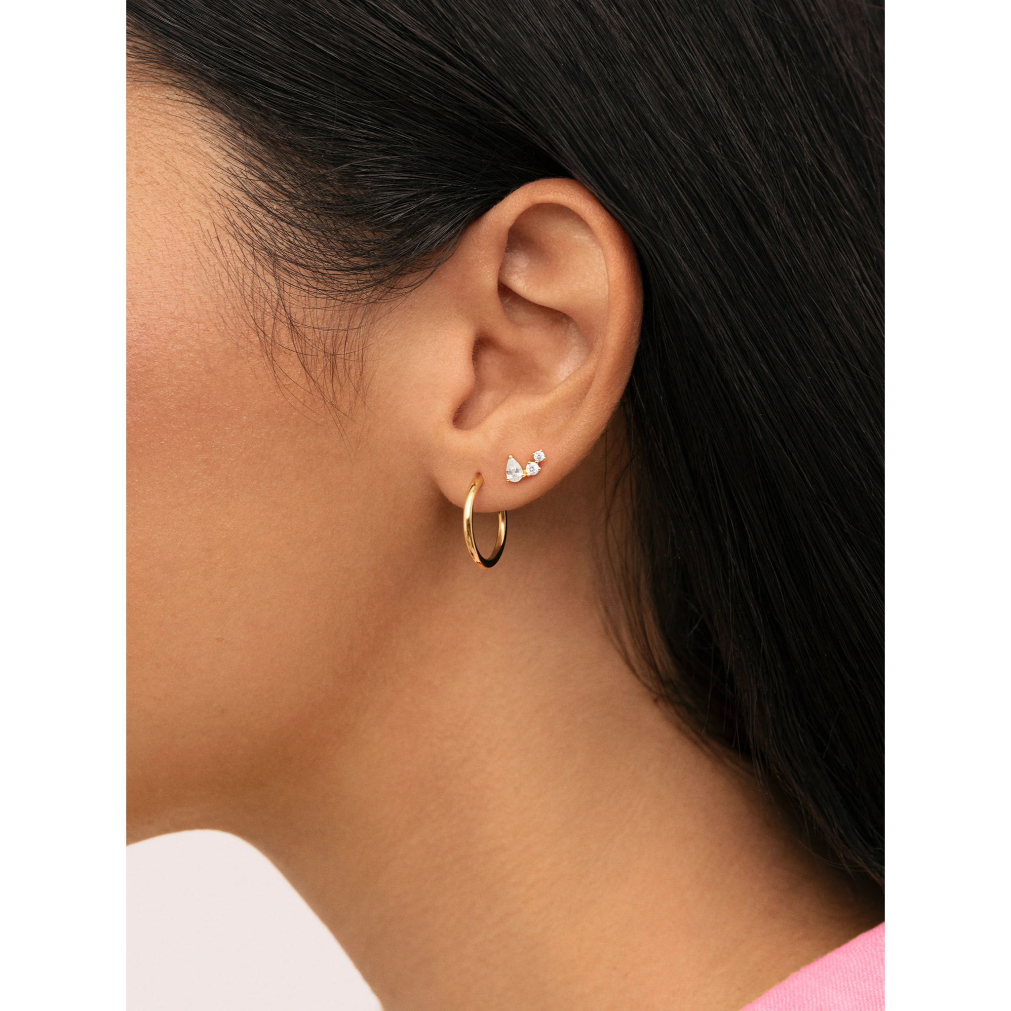 Pendiente Suelto Celeste Plata Baño Oro