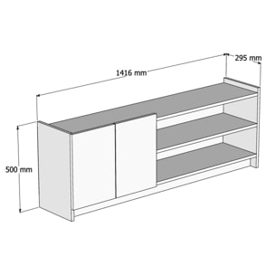 Mesa tv con compartimentos y cajones ,100% tablero de aglomerado rechapado en melamina, color blanco