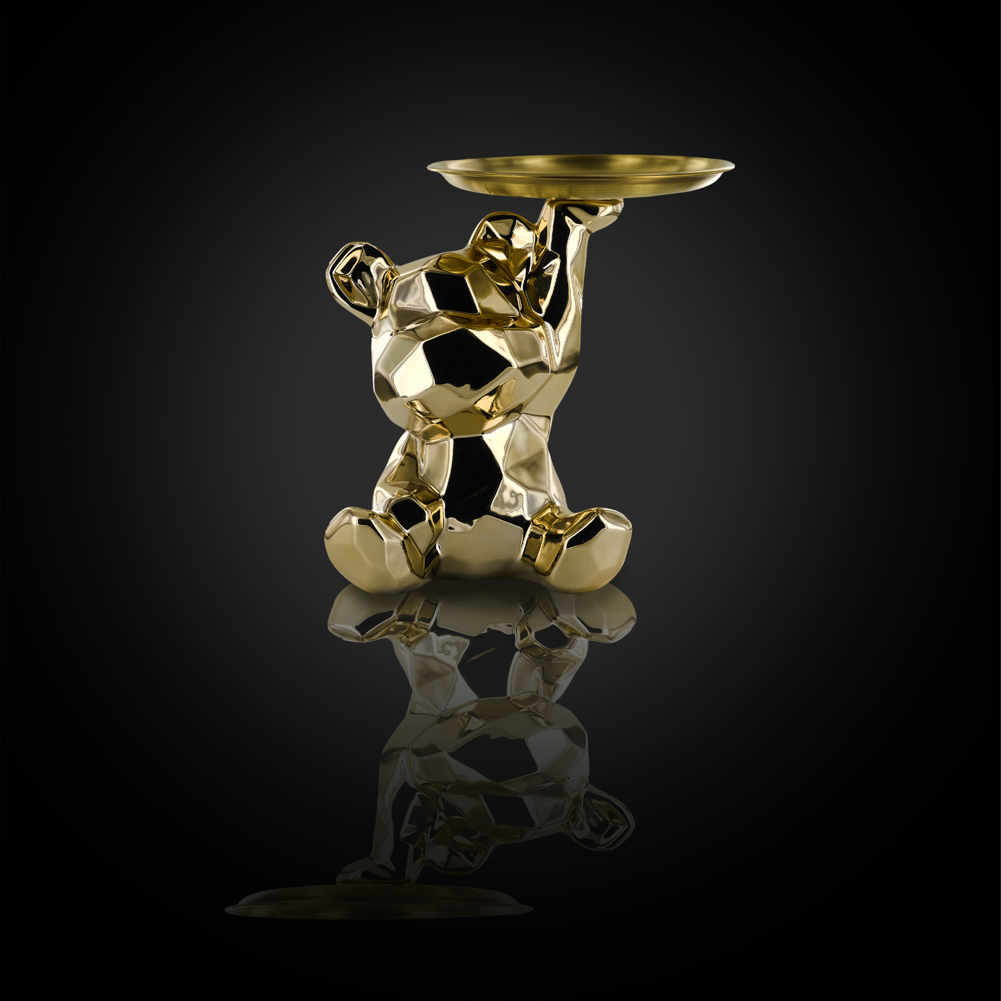 Statue Ourson Vide Poche Dore H12cm