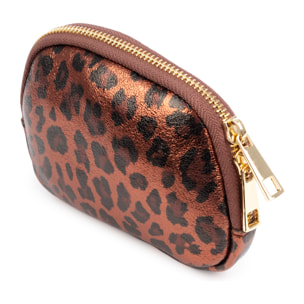 Baratili portafoglio organizzatore donna. Pelle scamosciata autentica con stampa animale leopardata lucida.