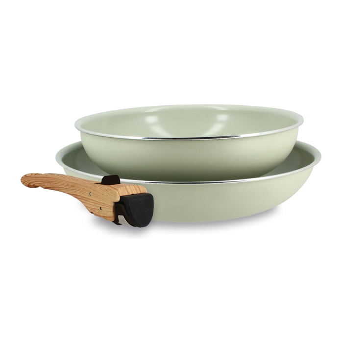 Lot de 2 poêles revêtement céramique celadon - Tous feux COLORAMA