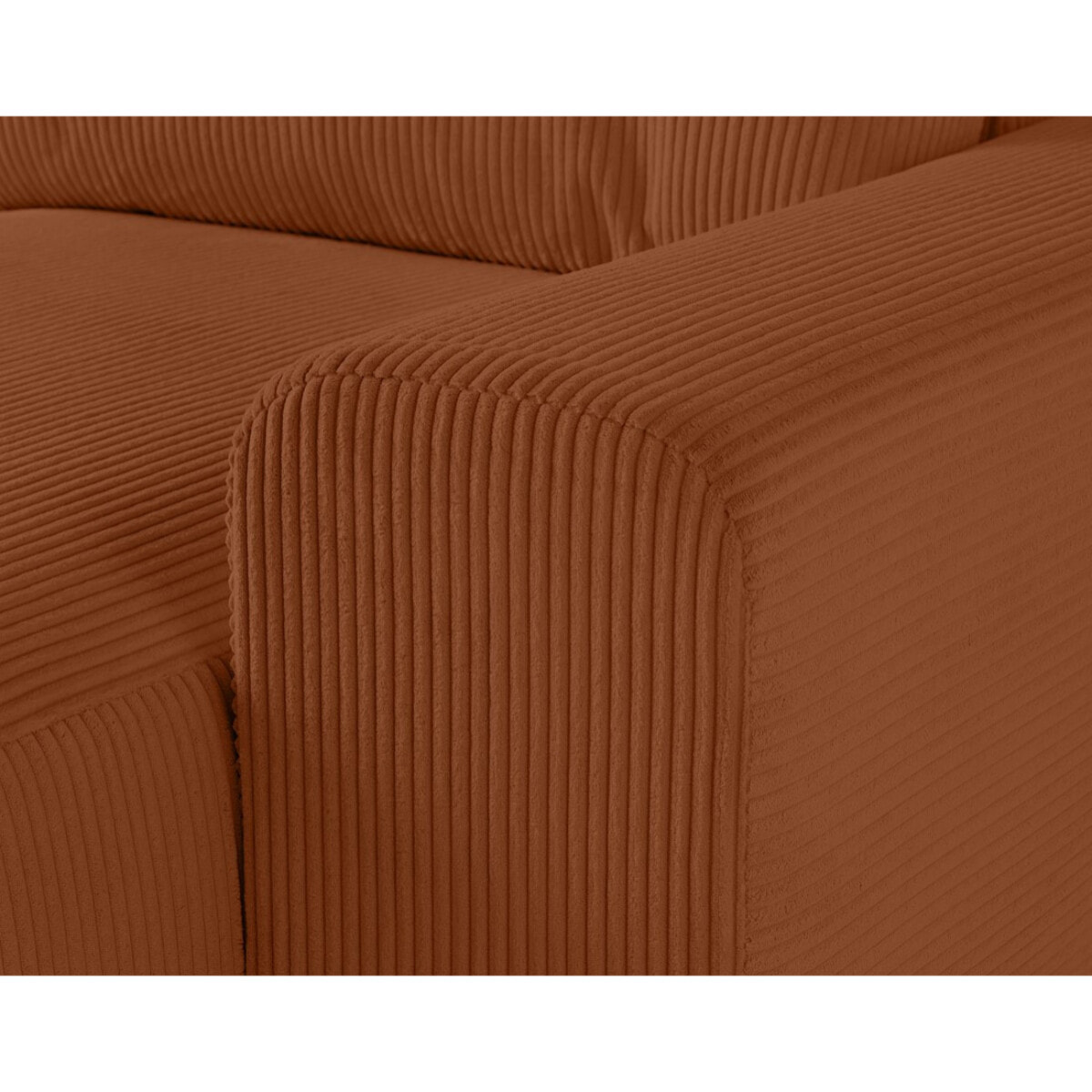 Garance - module d'assise méridienne droit - en velours côtelé - Terracotta