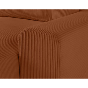 Garance - module d'assise méridienne droit - en velours côtelé - Terracotta