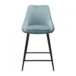 Tabouret de bar en velours avec piètement métal noir - 6 coloris - MONDO