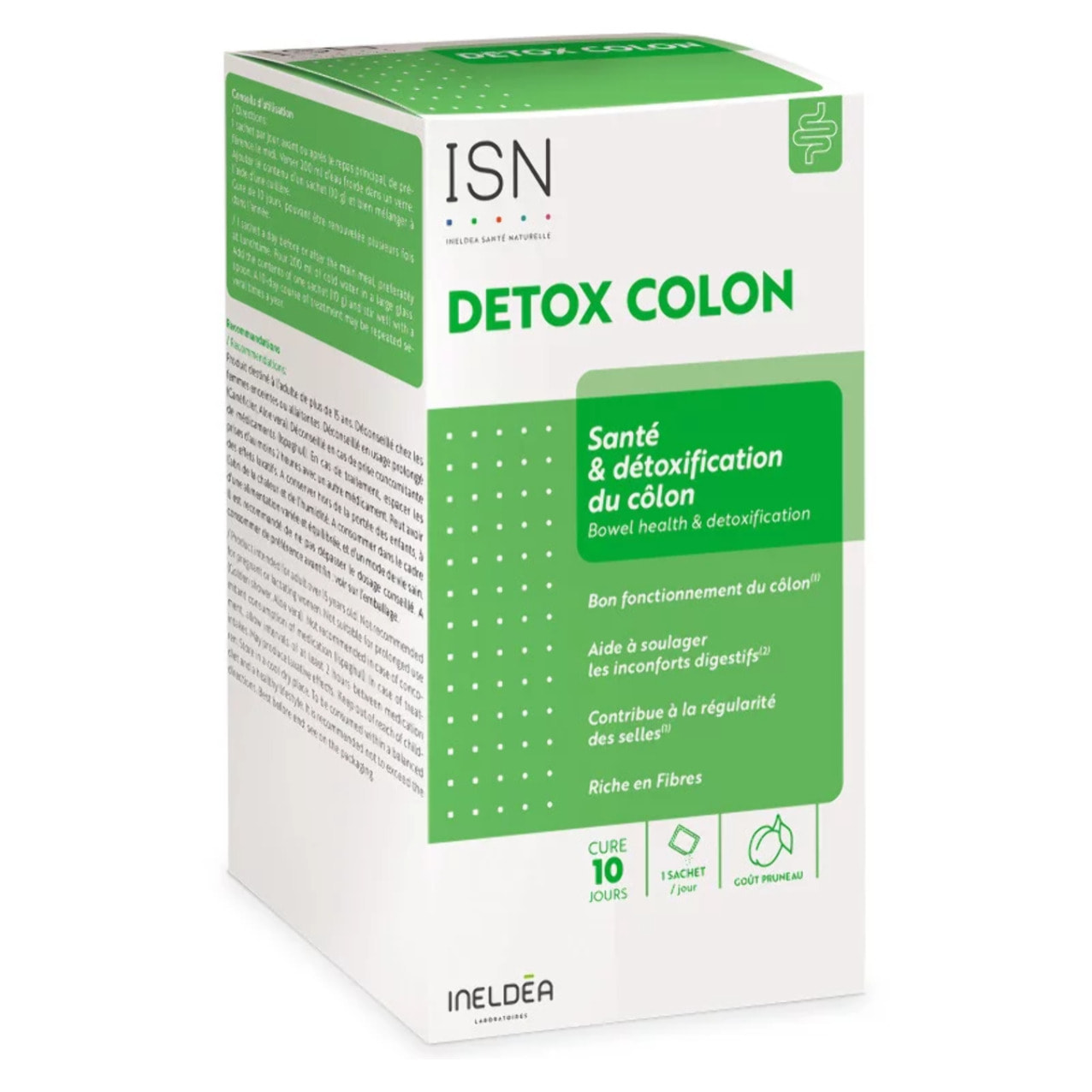 ISN - Detox Colon - Détoxifie naturellement & Purifie le Côlon - Soulage les Inconforts Intestinaux - Riche en Fibres et Plates - Sans Gluten - 10 sachets