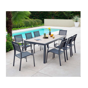Ensemble table et chaises de jardin  - effet bois - OLERON