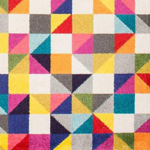 Tapis Gepa aux motifs géométriques destructurés multicolores