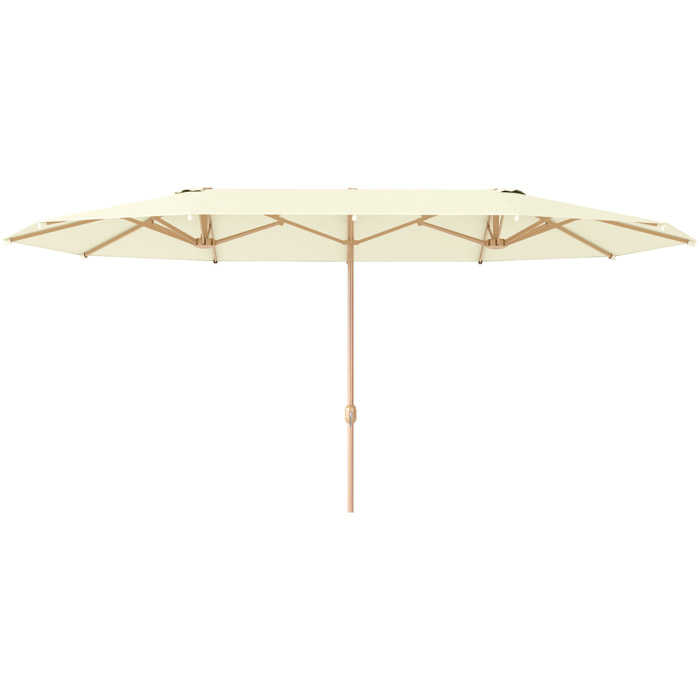Sombrilla Doble 4,55x2,65 m Sombrilla Terraza Exterior con Manivela Manual Resistente al Agua y Protección Solar Sombrilla Grande para Terraza Playa Piscina Beige