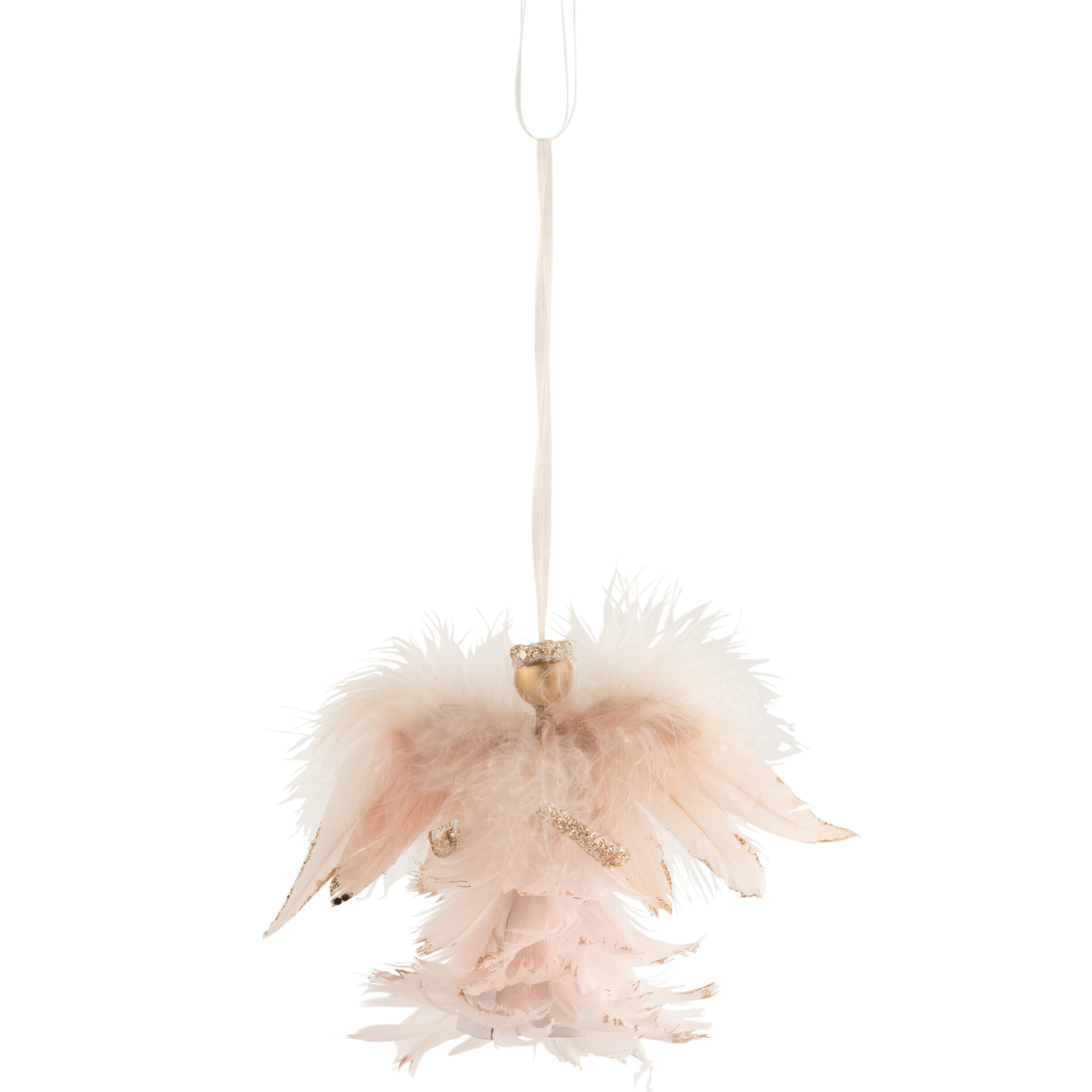 J-Line suspension Ange Paillettes - plumes - rose clair - 2 pcs