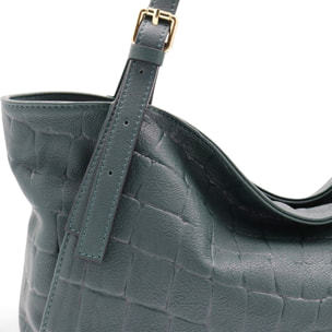 Borsa a Spalla Cheval Firenze Sarin Croc Verde Scuro