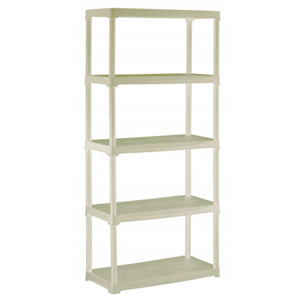 Estantería 5 baldas, interior o exterior,  en polipropileno resistente agua, 100x45x176 cm