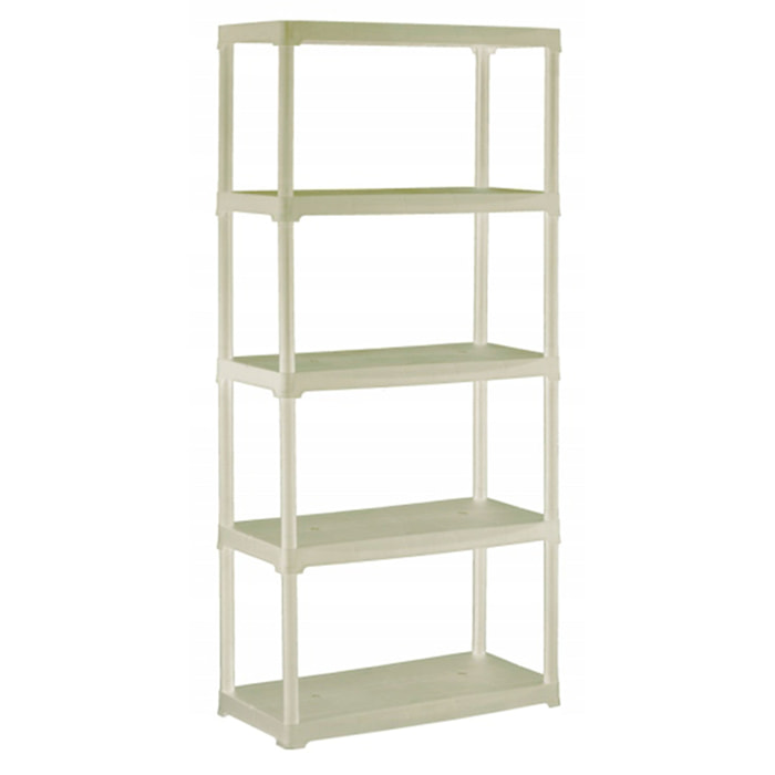 Estantería 5 baldas, interior o exterior,  en polipropileno resistente agua, 100x45x176 cm