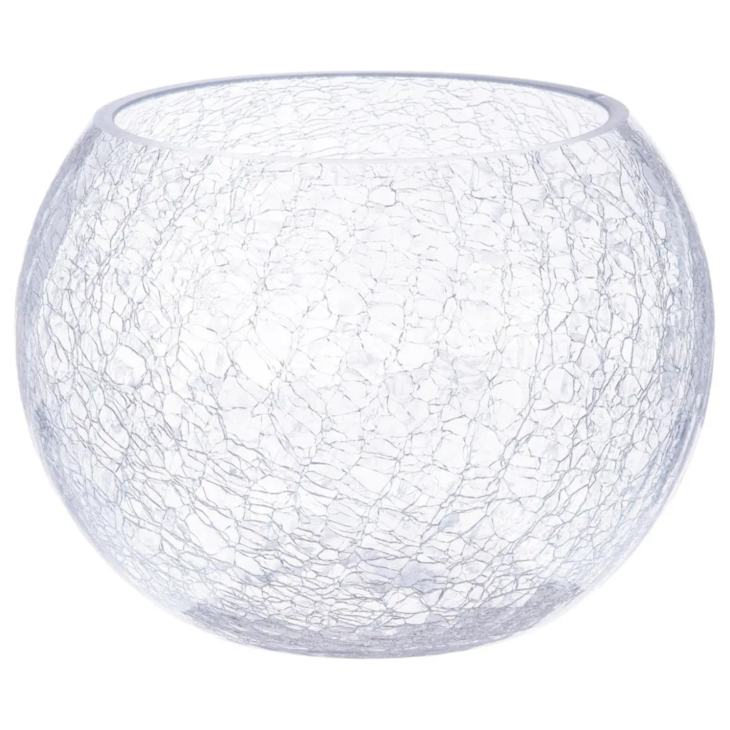 Vase boule - verre craquelé - H15 cm