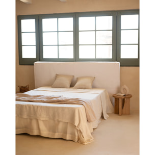 Cabecero tapizado desenfundable de lino blanco en varias medidas