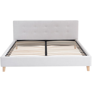 Lit avec tête de lit en tissu - MILO
