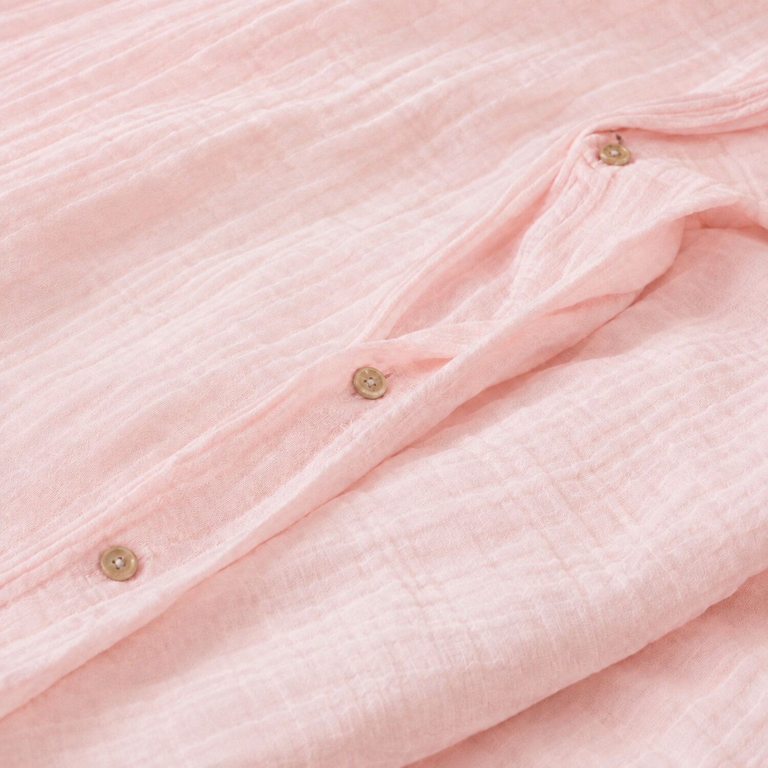 Parure housse de couette gaze de coton lavé rose lotus