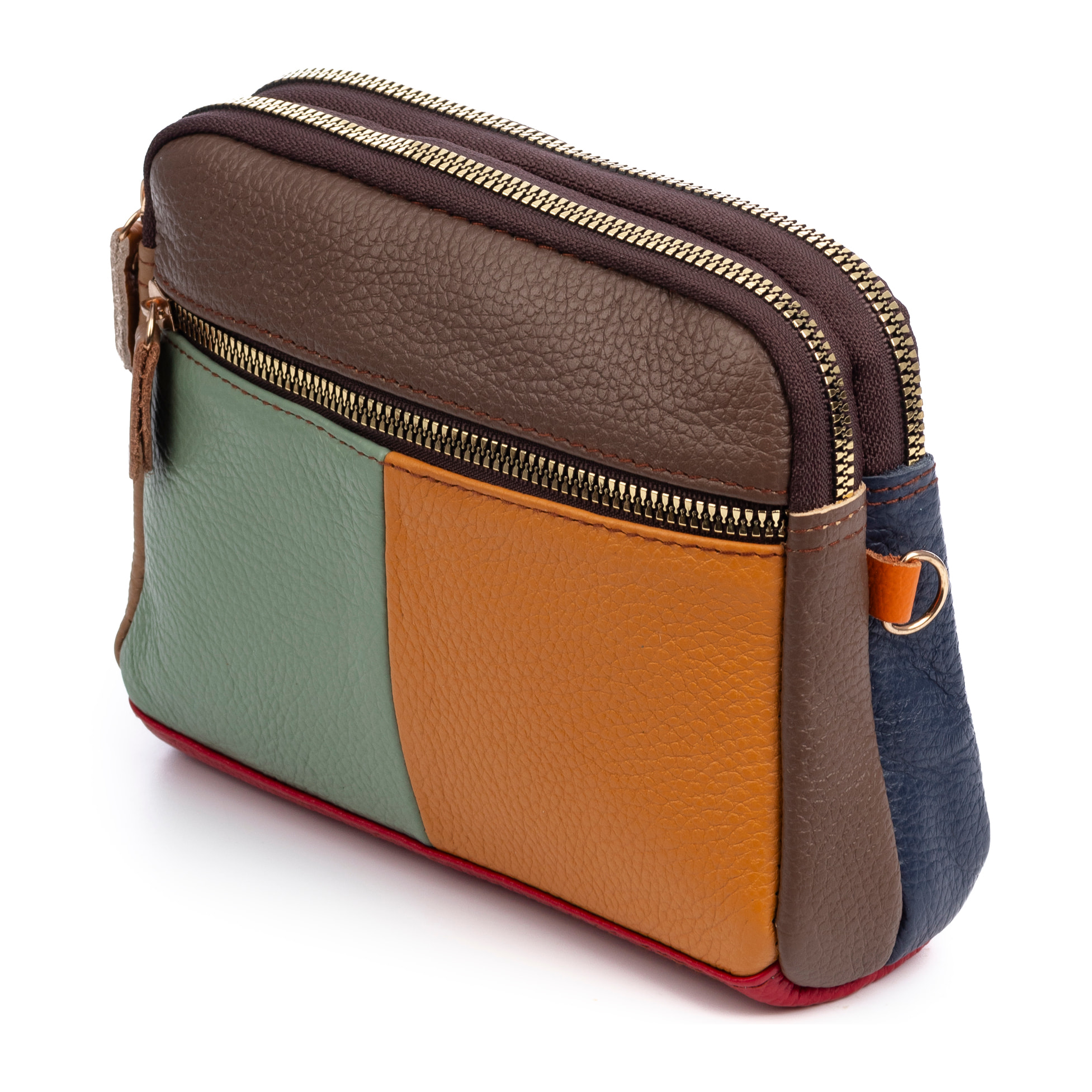 Attigliano bolso bandolera en piel auténtica Dollaro. Colores combinados aleatorios.