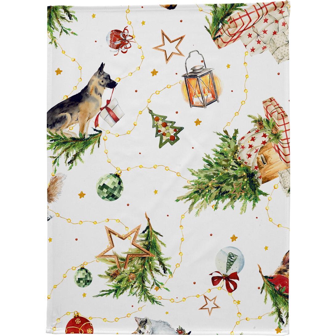 LOTE DE 2 PAÑOS DE COCINA DE NAVIDAD PUPPIES 50x70 cm