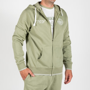 Felpa zip e cappuccio french terry