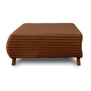 Cristal - pouf modulable - 95 cm - en fausse fourrure côtelée - Rouille