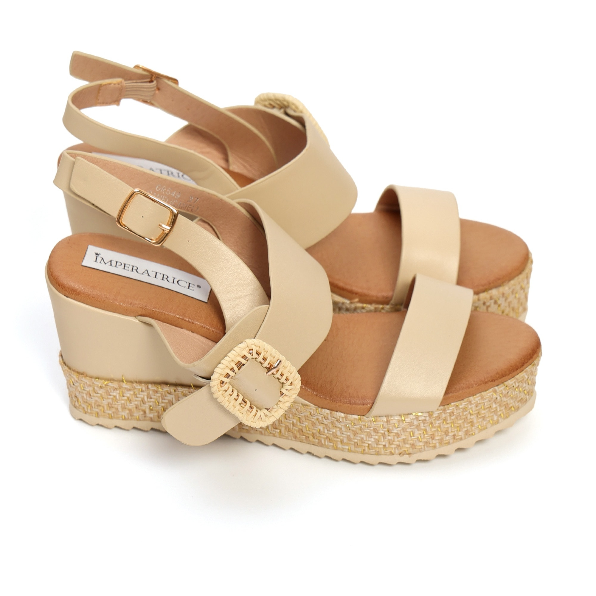 Sandali in simil pelle con zeppa