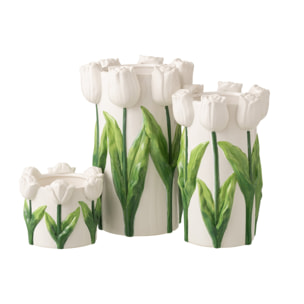 J-Line Vase Tulipe - céramique - blanc/vert - large