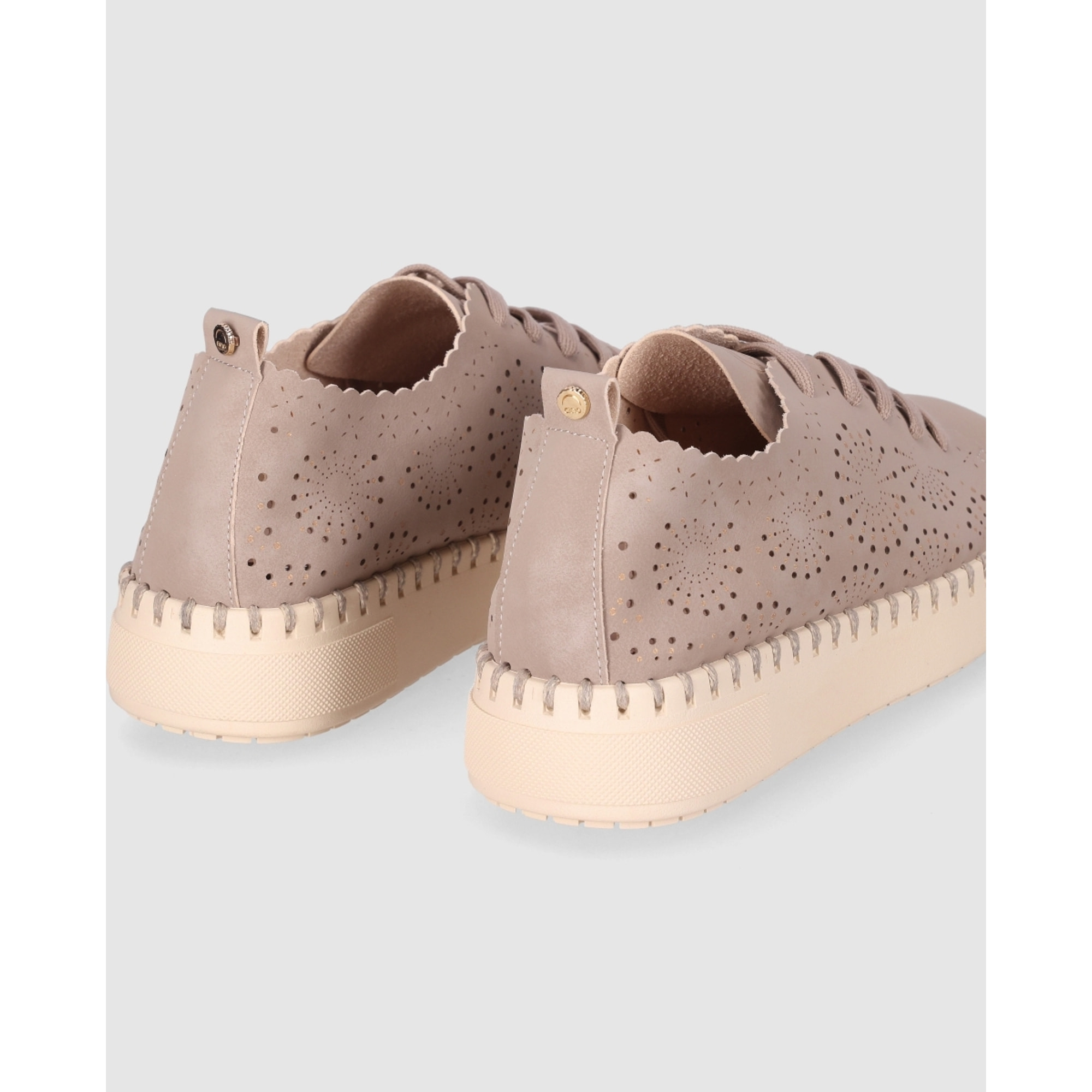 Zapatos de Tejido - Taupe - Tacón: Bajo