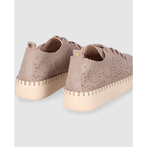 Zapatos de Tejido - Taupe - Tacón: Bajo