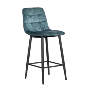 Chaise de bar capitonnée en velours - HERBY
