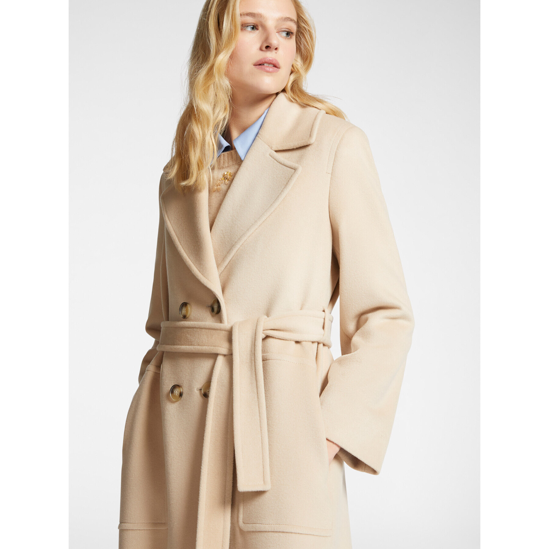 Elena Mirò - Cappotto in lana luxury con cintura - Beige