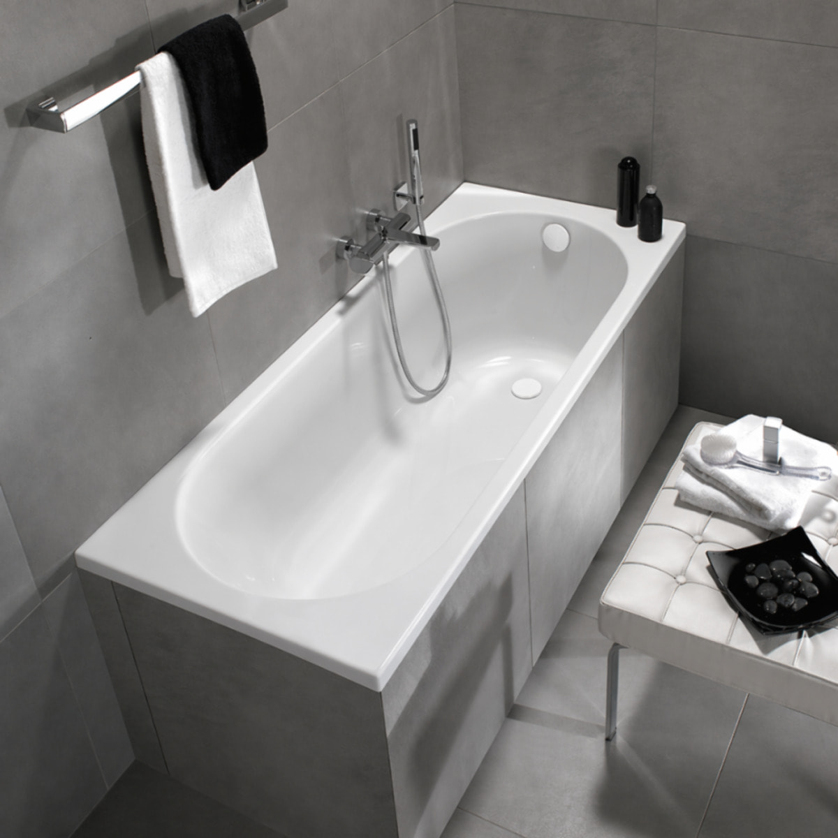 Baignoire droite 160 x 70 O.Novo + Vidage de baignoire WIRQUIN blanc