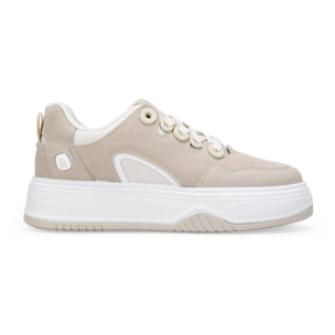 Zapatillas beige de skate con cordones y plataforma