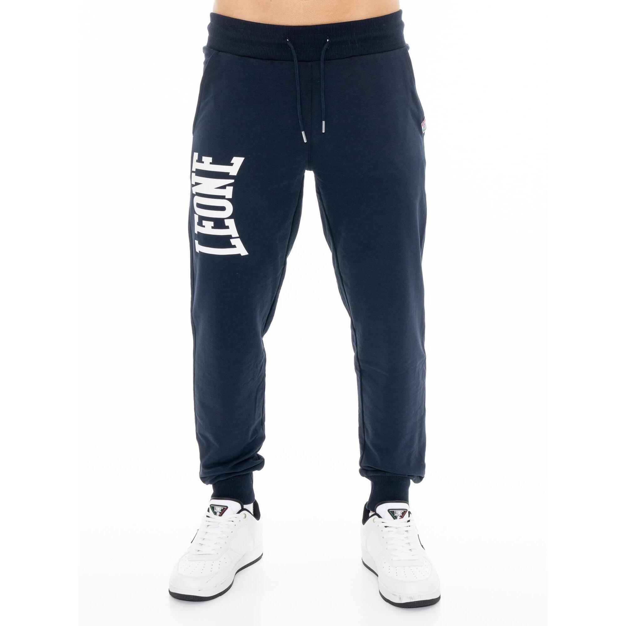 Pantalón de hombre Leone Basic con gran logo en algodón no perchado
