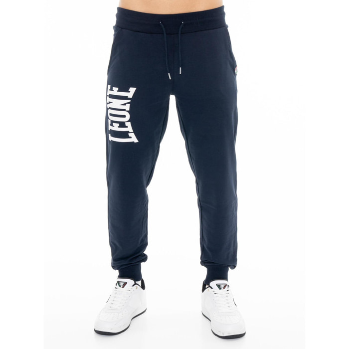 Pantalón de hombre Leone Basic con gran logo en algodón no perchado