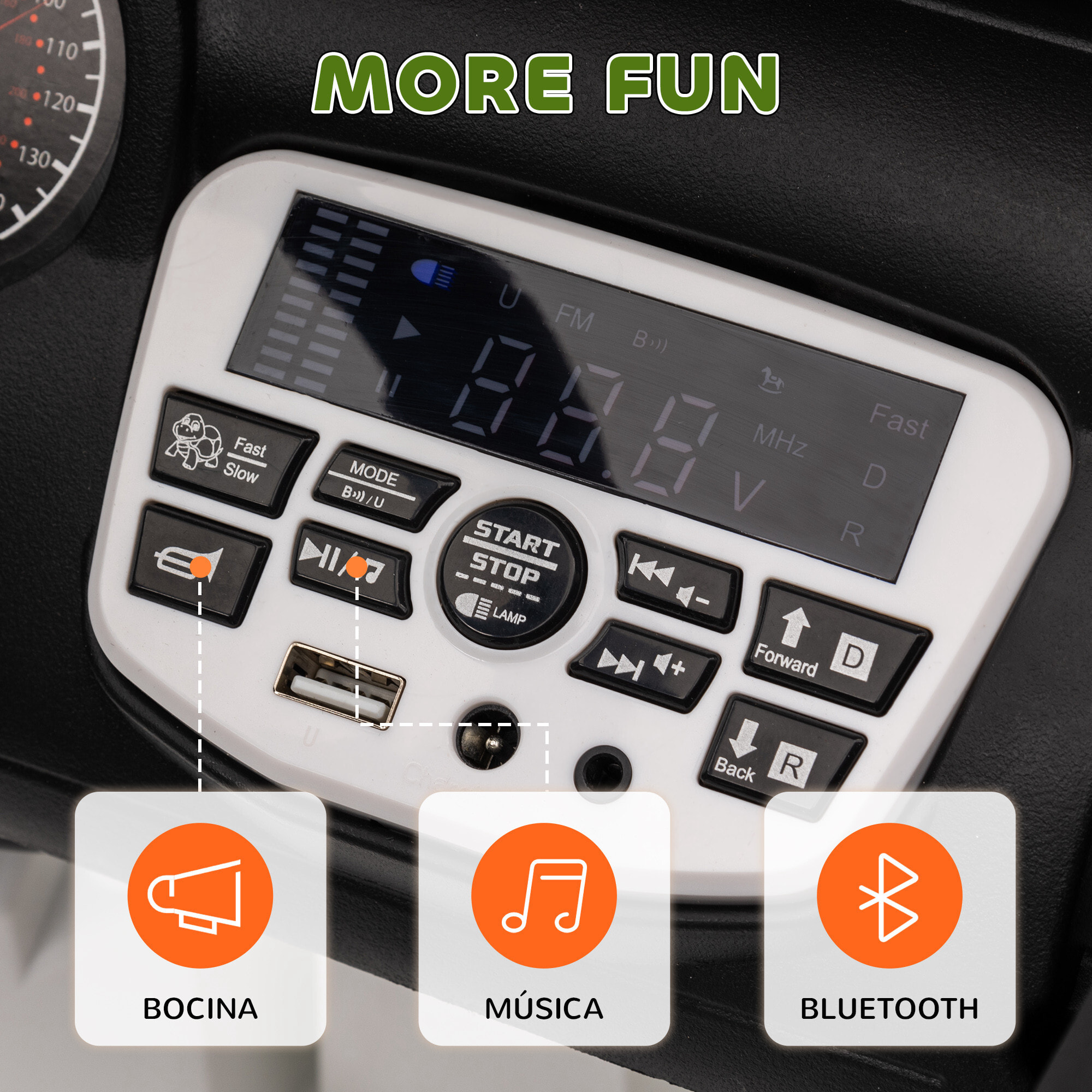 Coche Eléctrico para Niños de +3 Años Carro Eléctrico Infantil Todoterreno de Batería 12V con Mando a Distancia Ruedas Amortiguadas Faros LED Bocina Música Verde