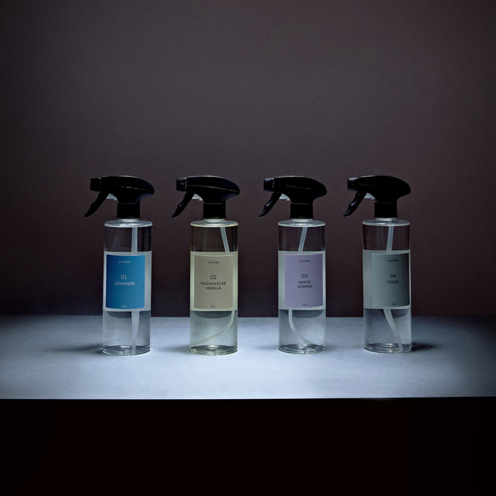 Set de 2 difusores spray de 500ml con aromas de cedro y jazmín blanco scalpers