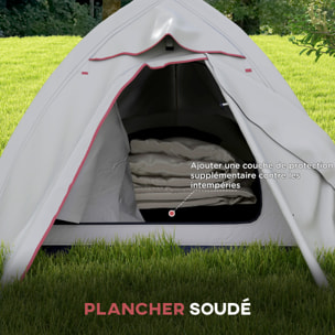 Tente de camping 1-2 pers. double toit étanche 2000 mm sac de transport gris