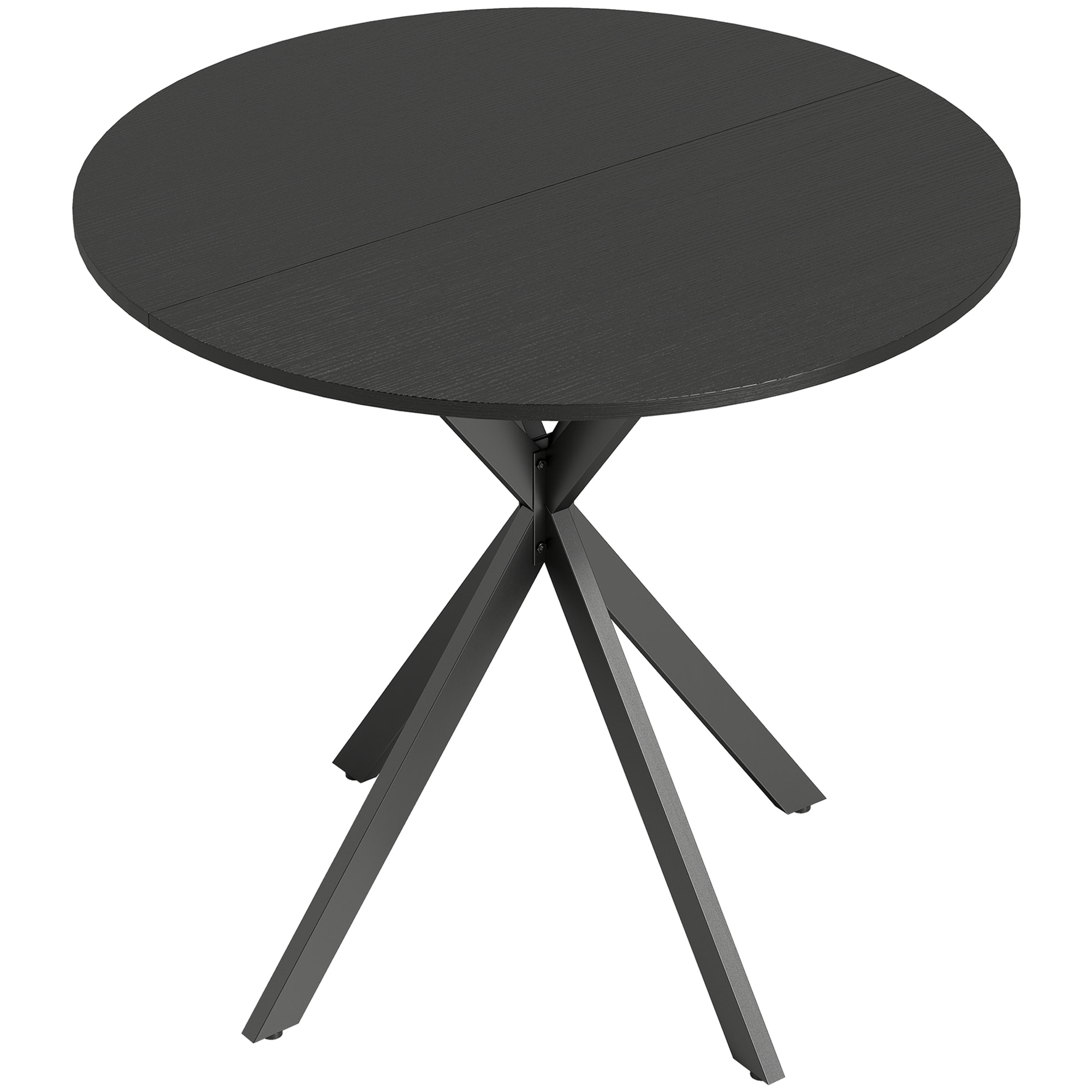 Table ronde style industriel bois métal 2 pers. dia. 80 cm noir