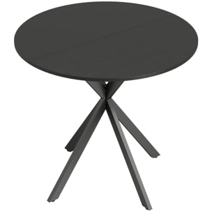Table ronde style industriel bois métal 2 pers. dia. 80 cm noir