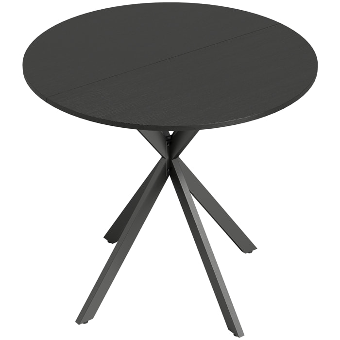 Table ronde style industriel bois métal 2 pers. dia. 80 cm noir
