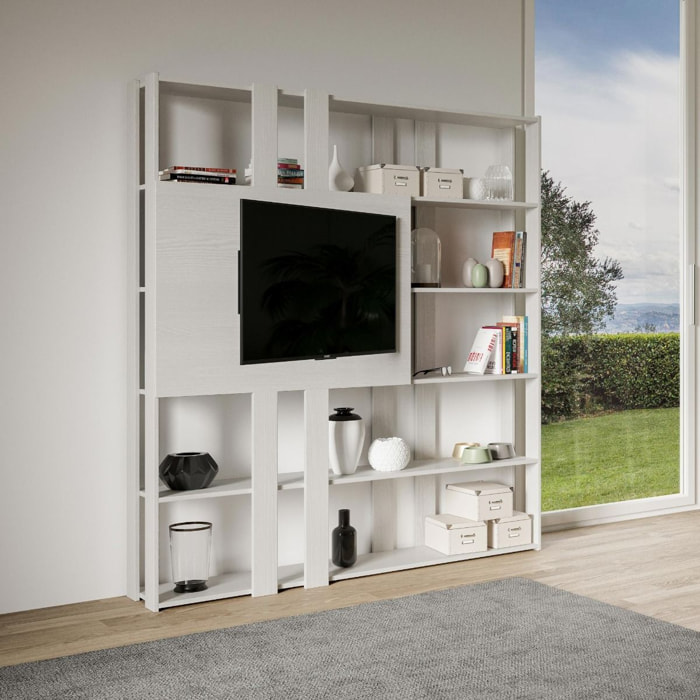 Estantería Kato N con soporte TV fresno blanco